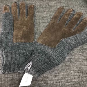 NWT, Men's J. Crew Gloves, Grey/Brown, One Size
